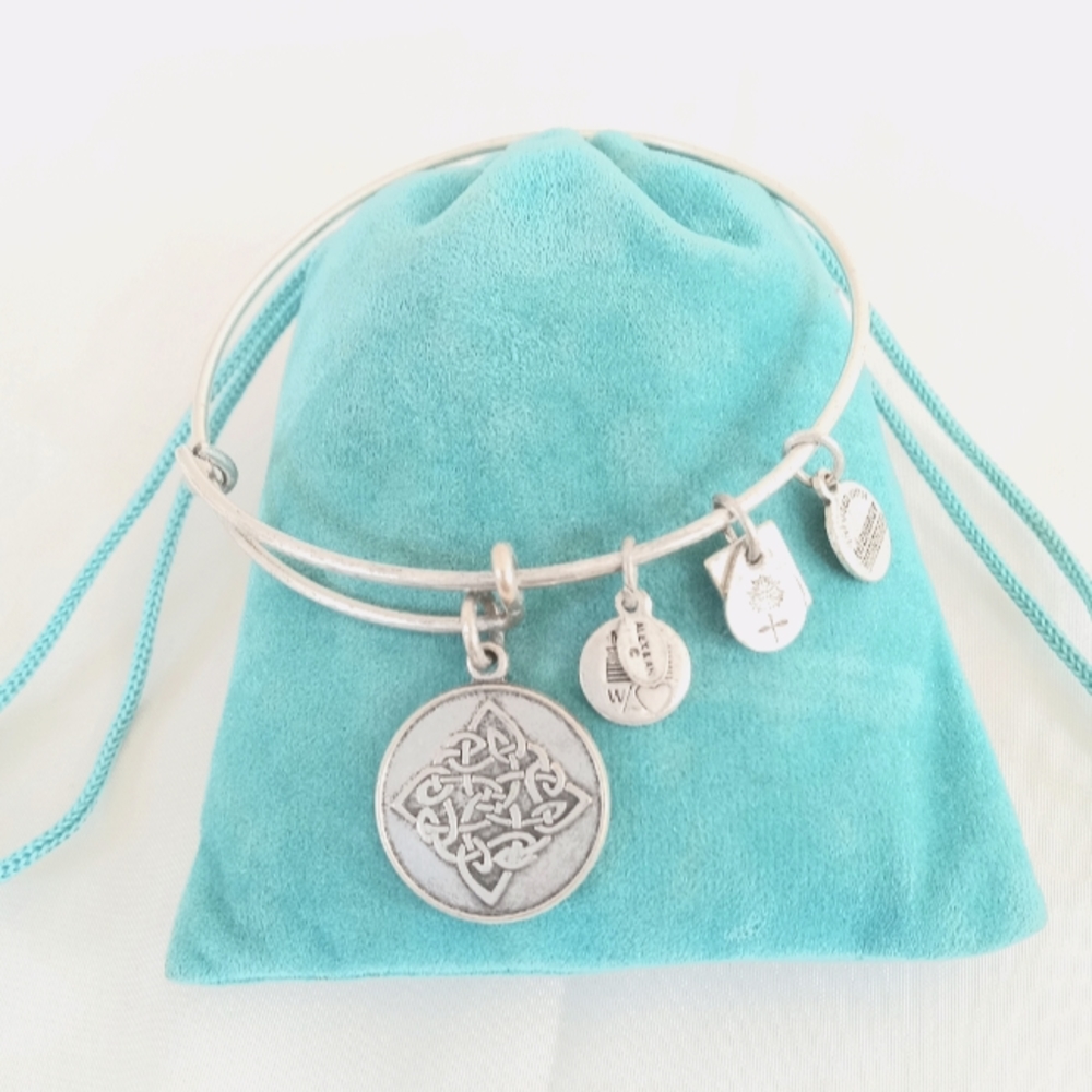 Alex and Ani CELTIC KNOT Silver Charms Bracelet Adjustable Size